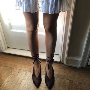 Tibi Slingback Wrap Tie Mules In Maroon